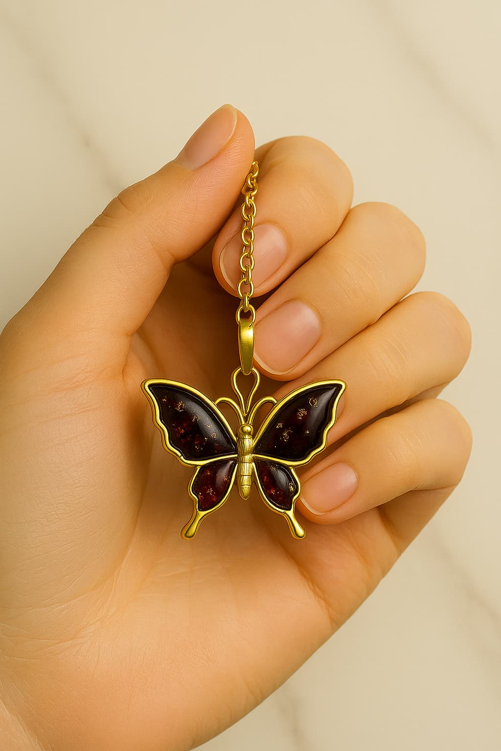 Golden Butterfly Resin Pendant – Where Elegance Meets Nature