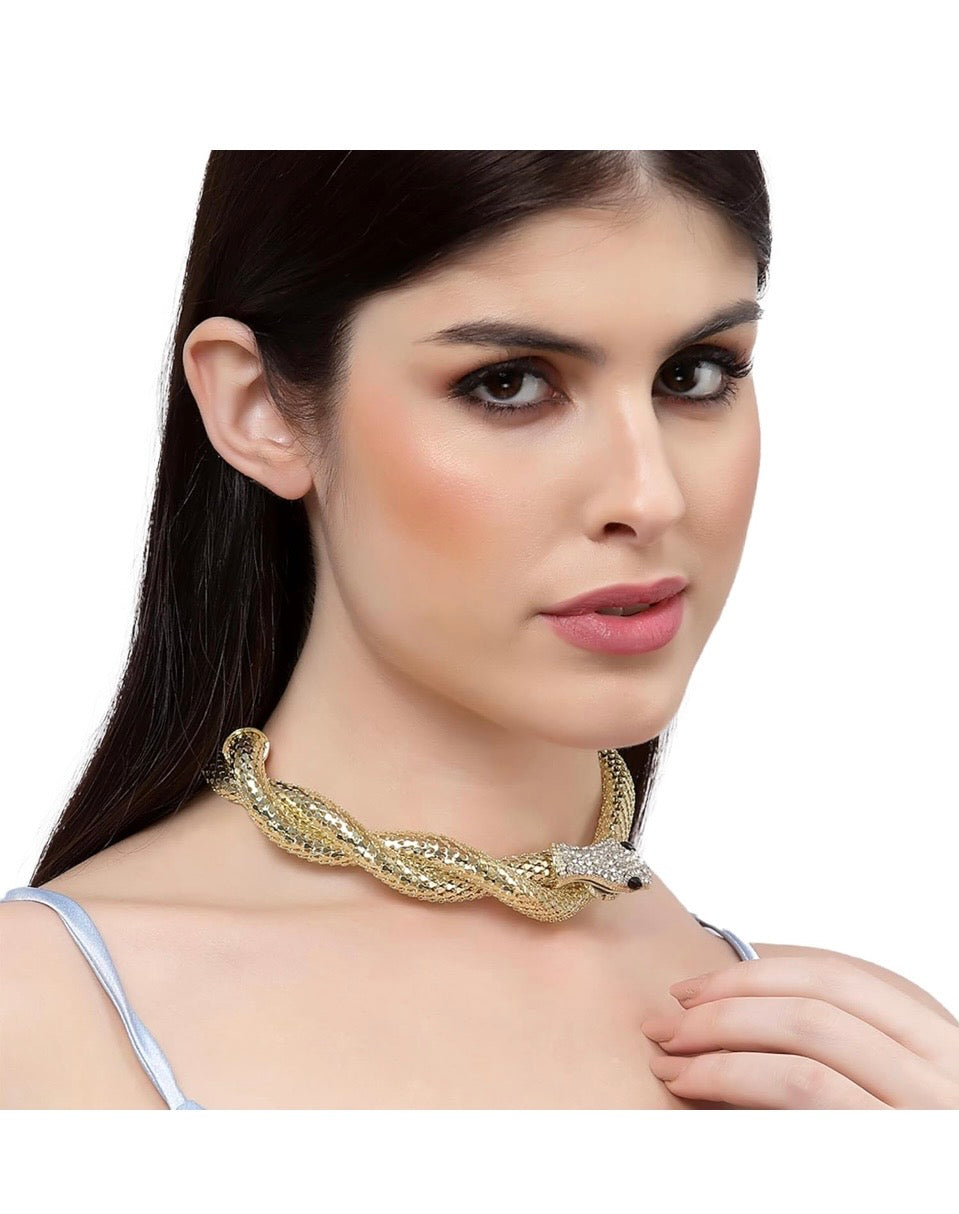 Luxury Snake Necklace - Fashion Statement Jewelry with Black Eyes