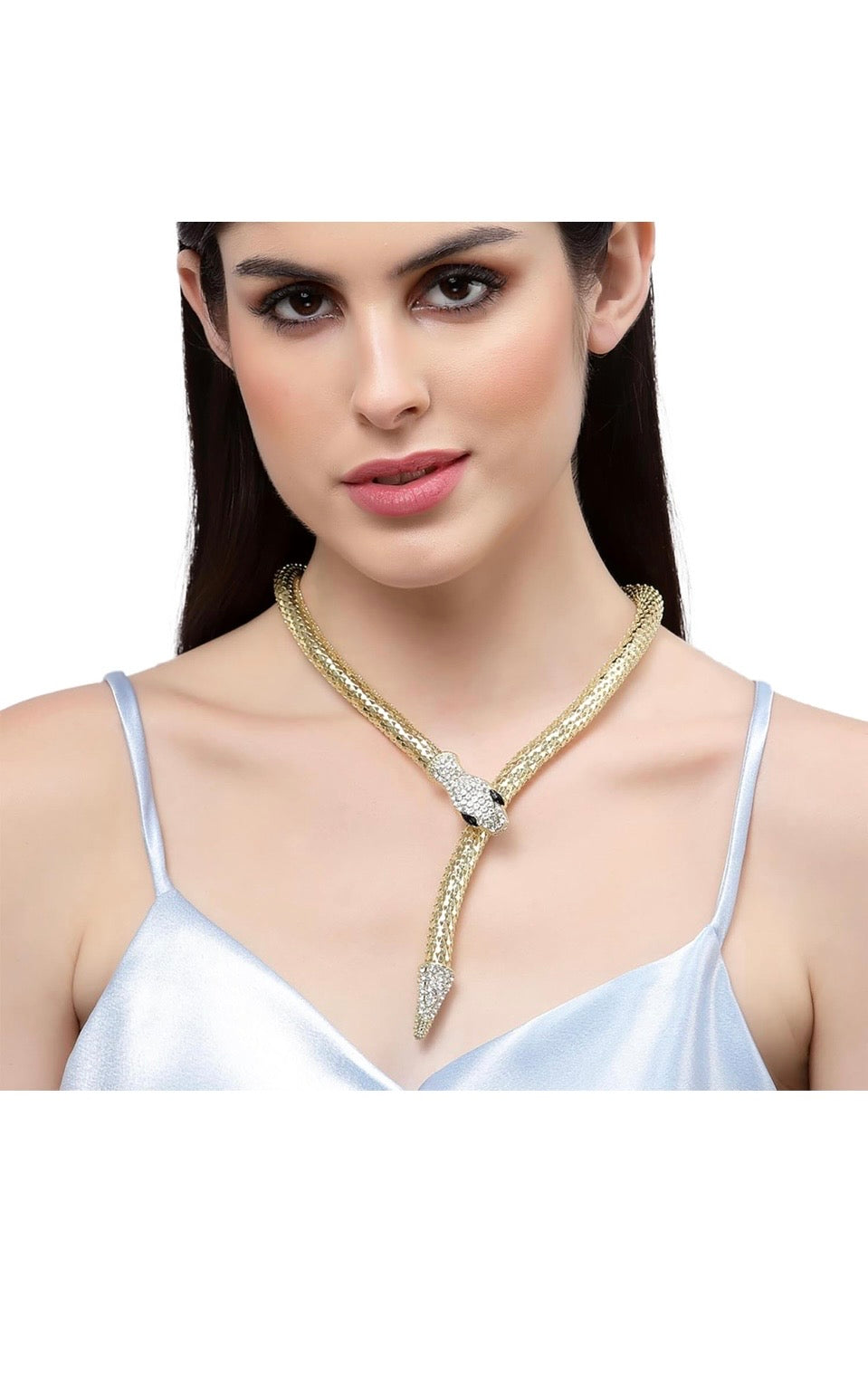 Luxury Snake Necklace - Fashion Statement Jewelry with Black Eyes