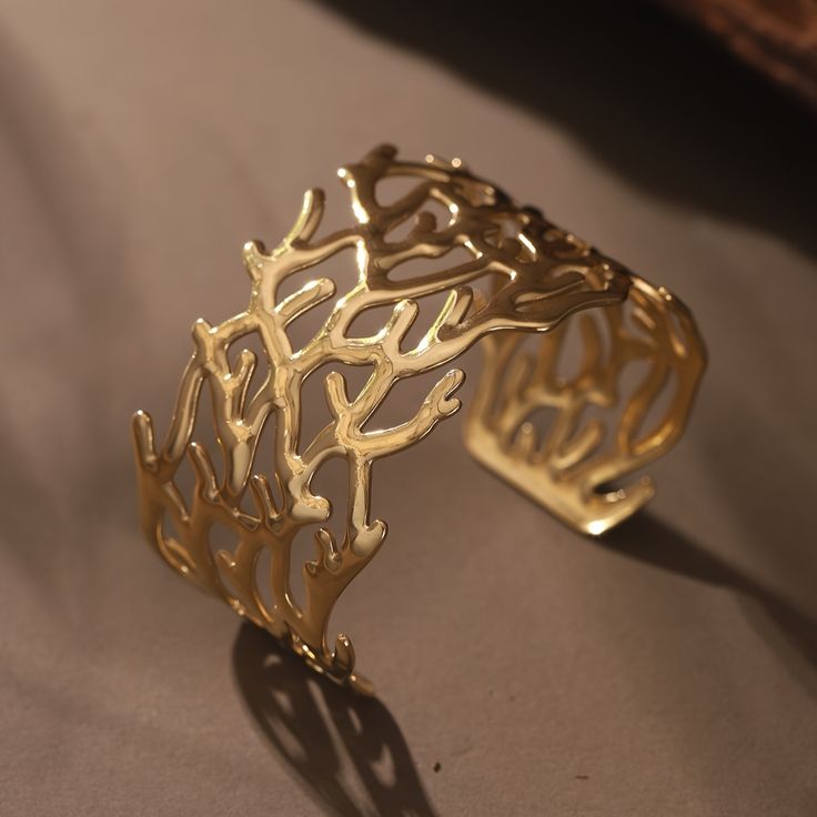 Gold Plated Stainless Steel Cuff Bracelet