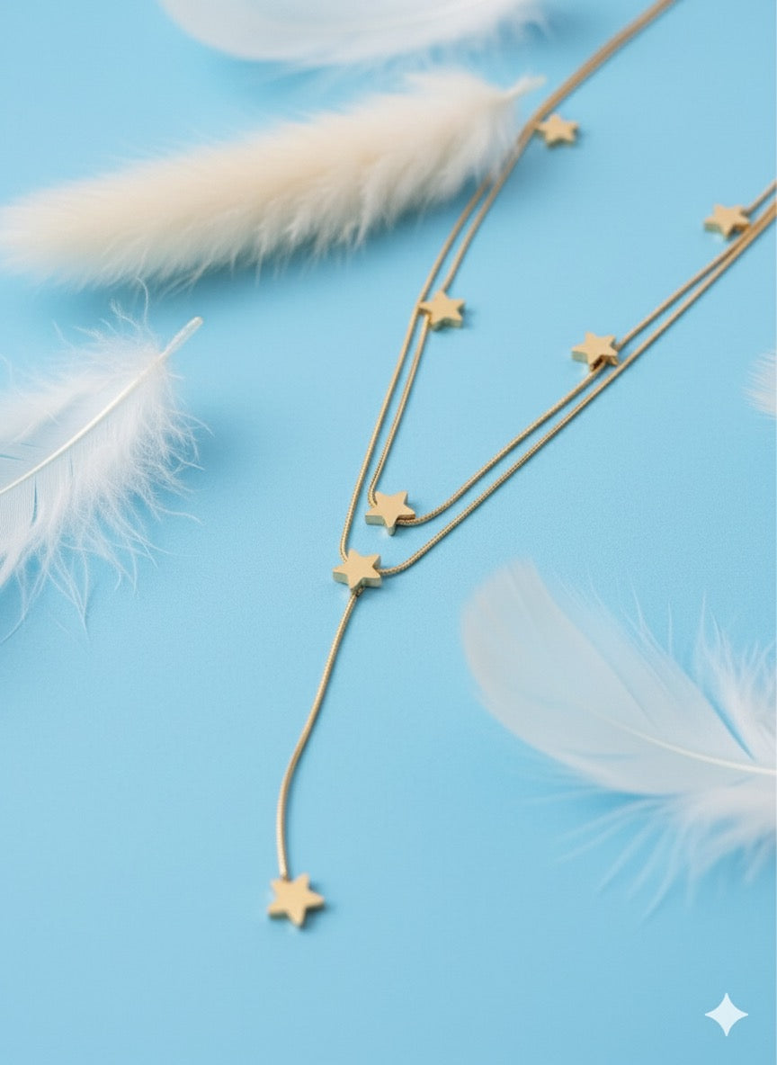 Stardust Cascade: Layered Star Necklace