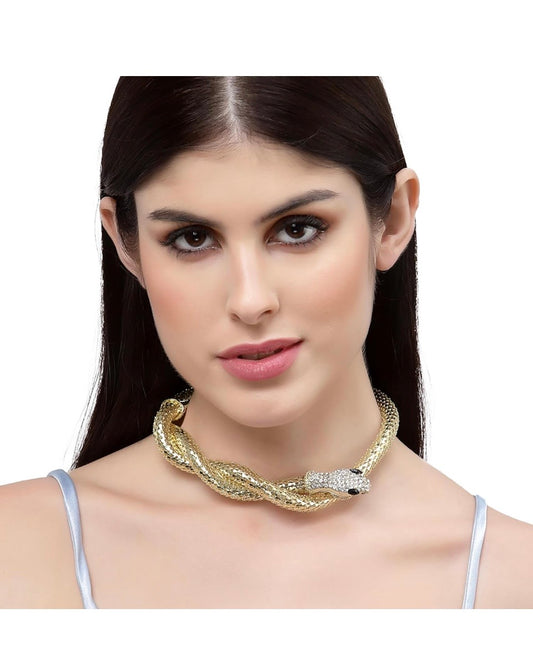 Luxury Snake Necklace - Fashion Statement Jewelry with Black Eyes