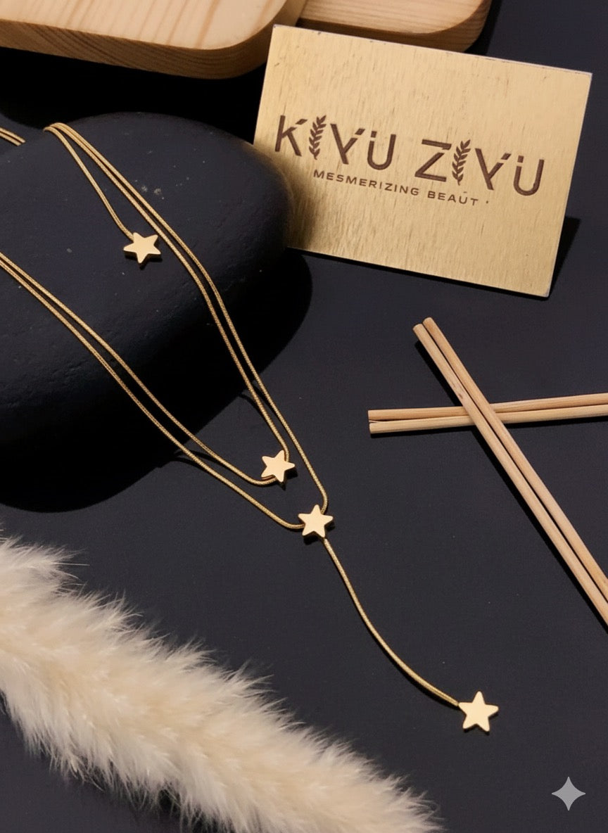 Stardust Cascade: Layered Star Necklace
