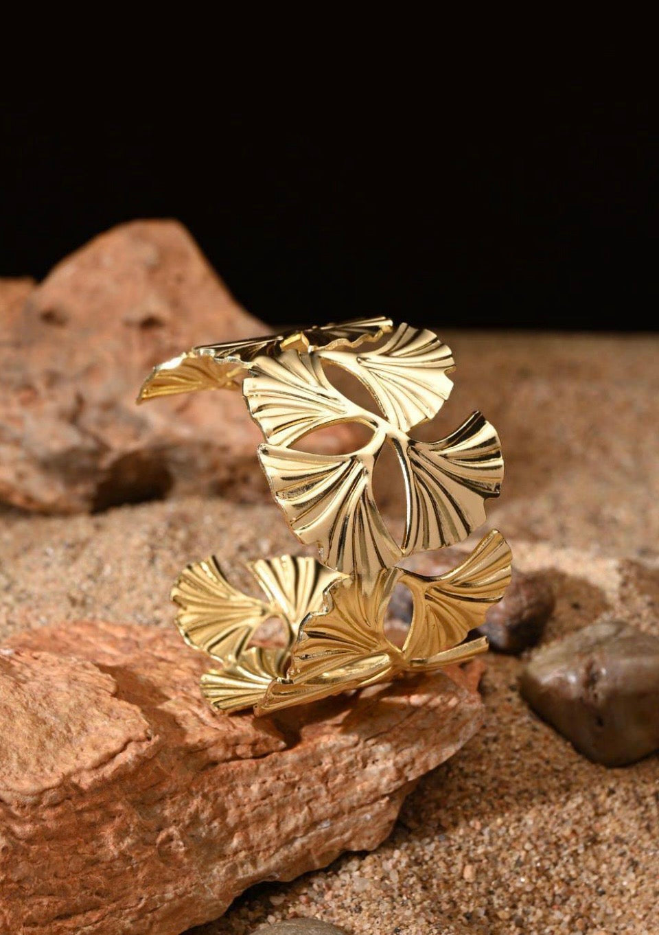 Gold- Plated Floral Cuff Bracelet