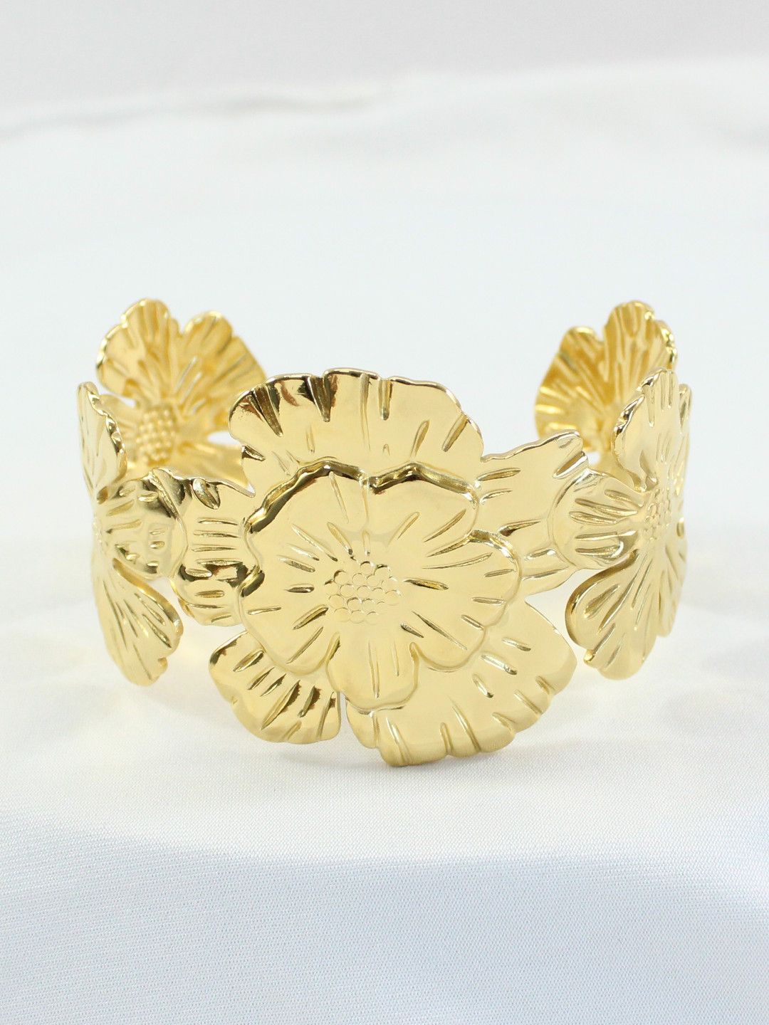Golden Sunburst Petal Cuff Bracelet