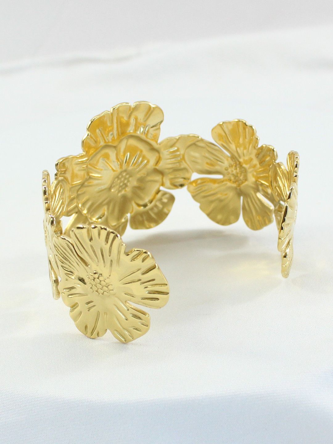 Golden Sunburst Petal Cuff Bracelet