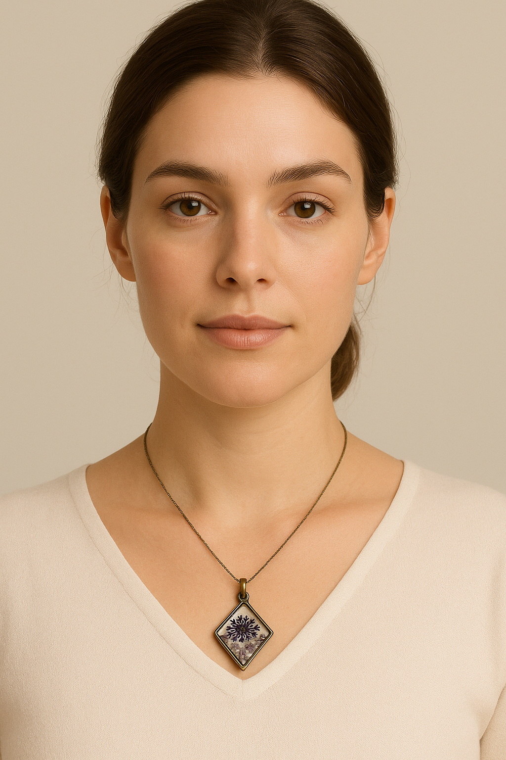 Midnight Bloom Resin Necklace – Real Flower Pendant with Anti-Tarnish Chain