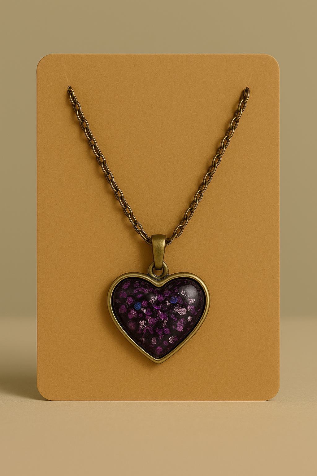 Galaxy Heart Resin Necklace – Handmade Pendant with Anti-Tarnish Chain