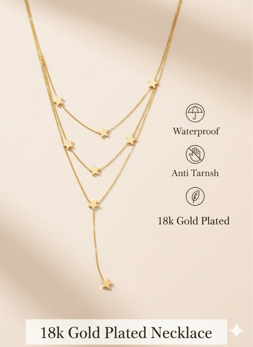 Stardust Cascade: Layered Star Necklace