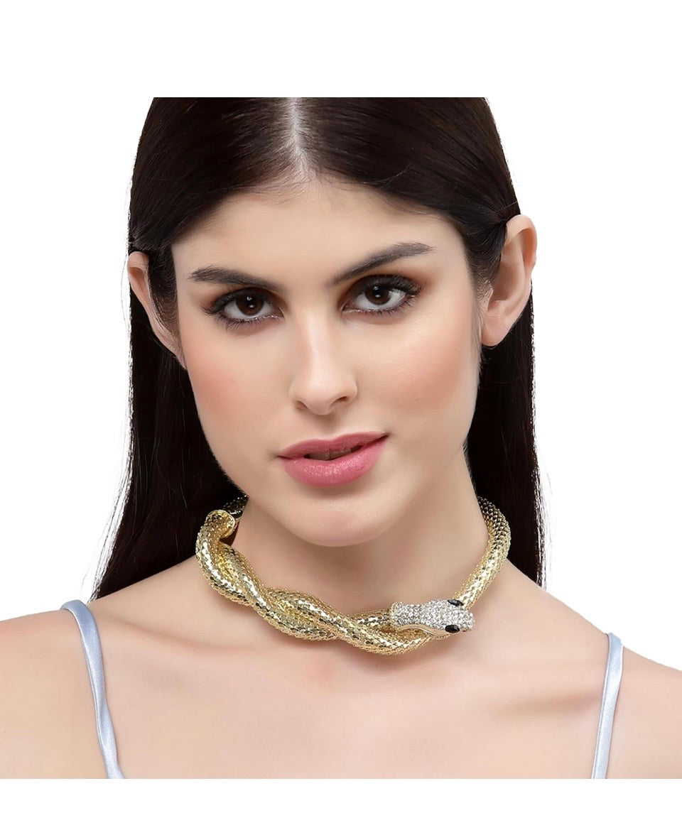 Luxury Snake Necklace - Fashion Statement Jewelry with Black Eyes