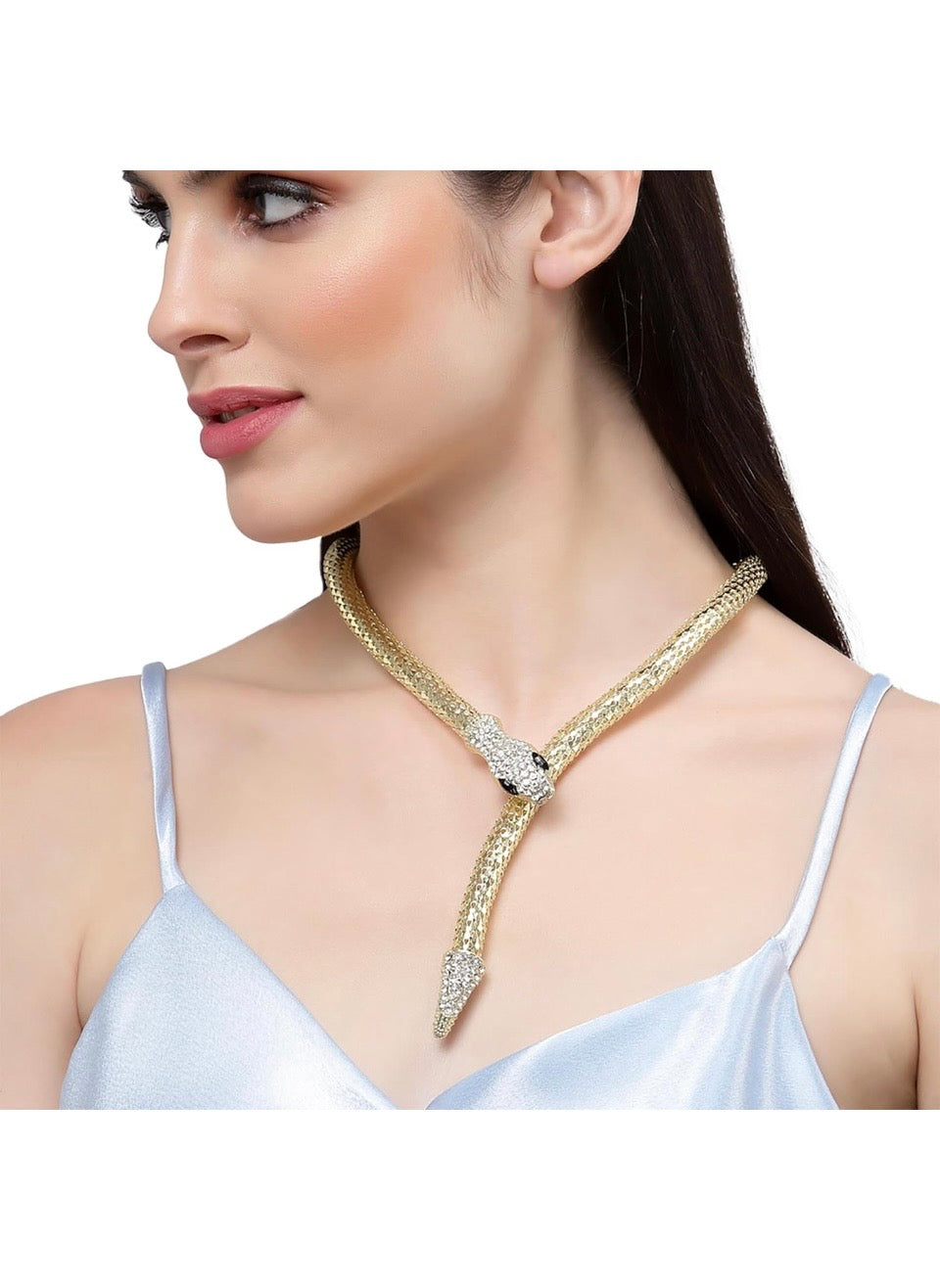 Luxury Snake Necklace - Fashion Statement Jewelry with Black Eyes