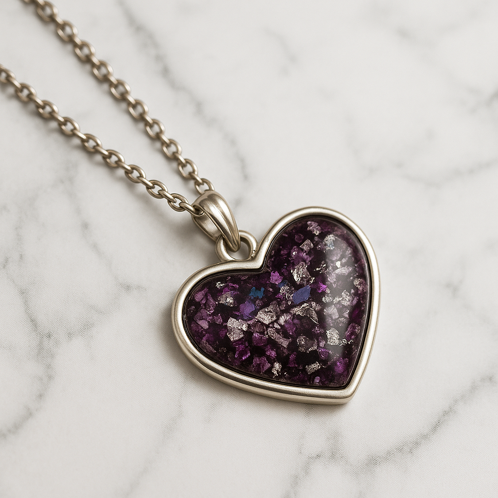 Galaxy Heart Resin Necklace – Handmade Pendant with Anti-Tarnish Chain